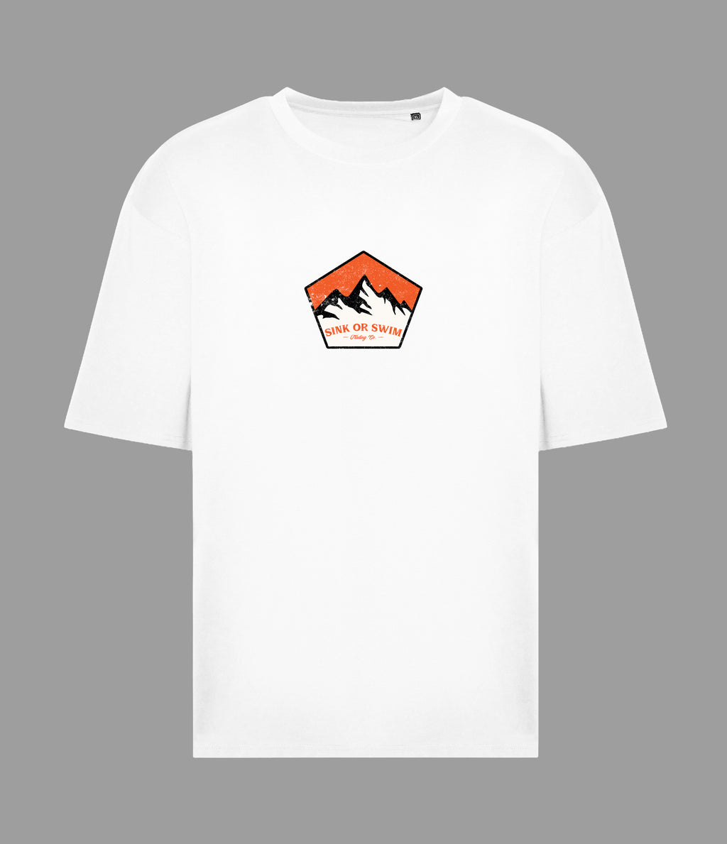 Mountains Badge SS White